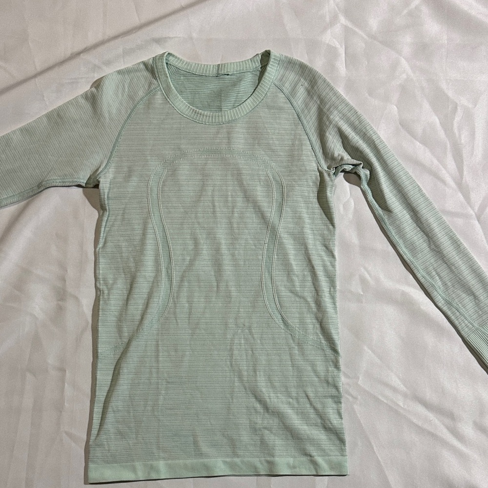 Light Green Lululemon Long Sleeve Swiftly Top